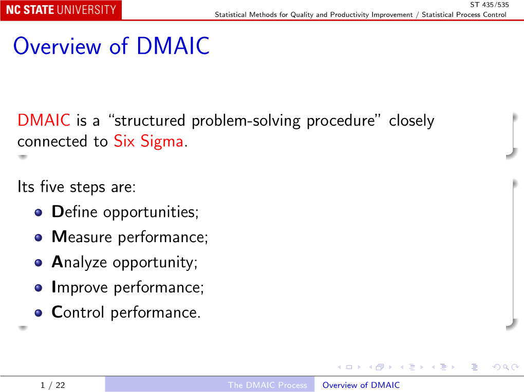 Overview of DMAIC