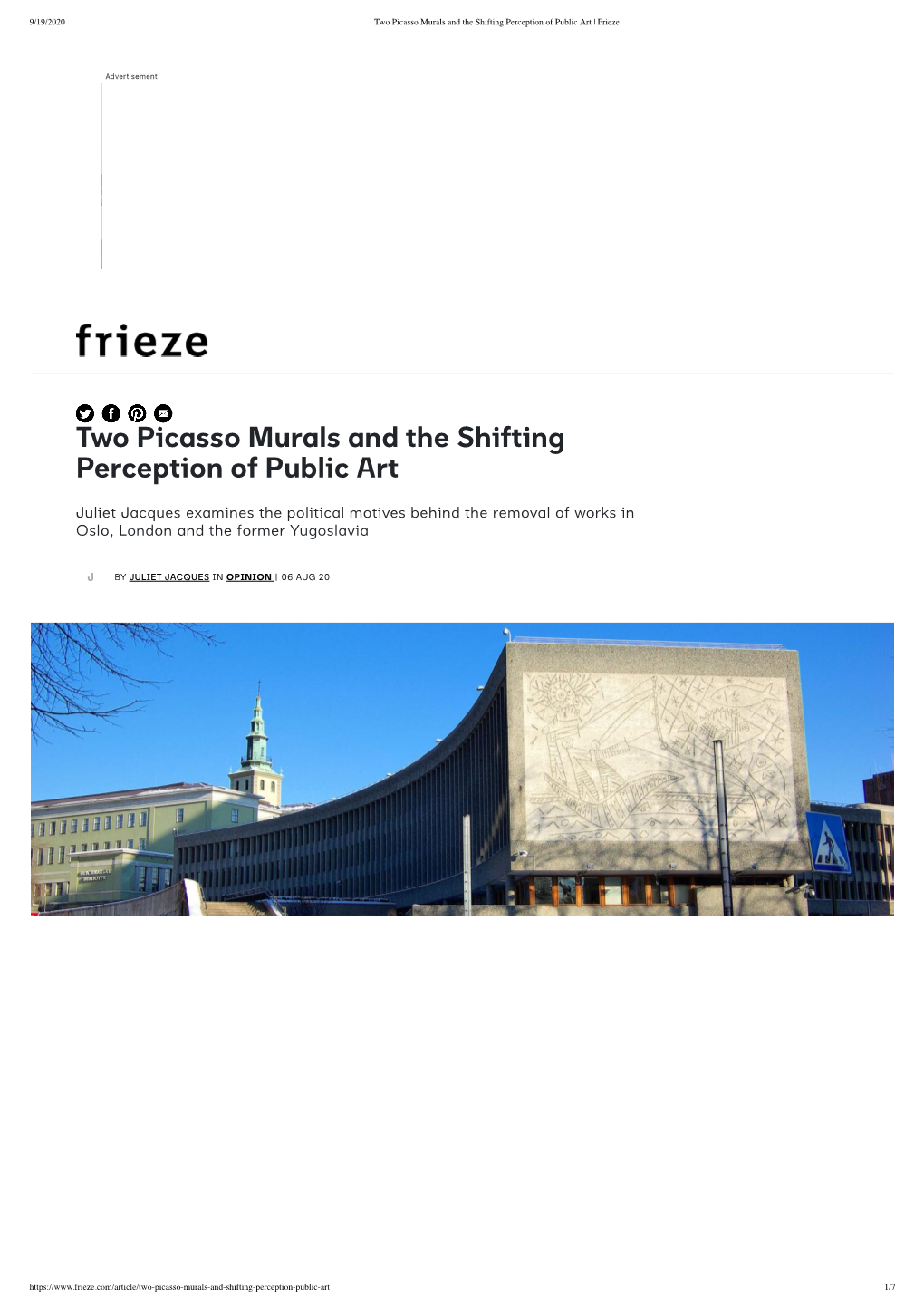 Two Picasso Murals and the Shifting Perception of Public Art | Frieze