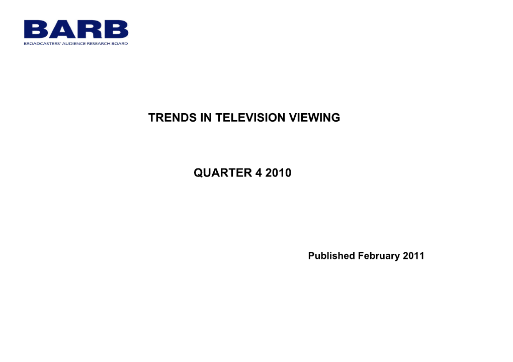 Trends in Television Viewing Quarter 4 2010