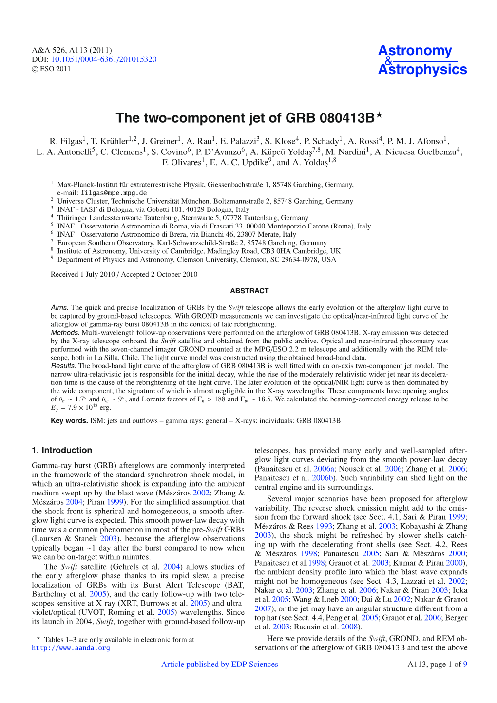 The Two-Component Jet of GRB 080413B⋆