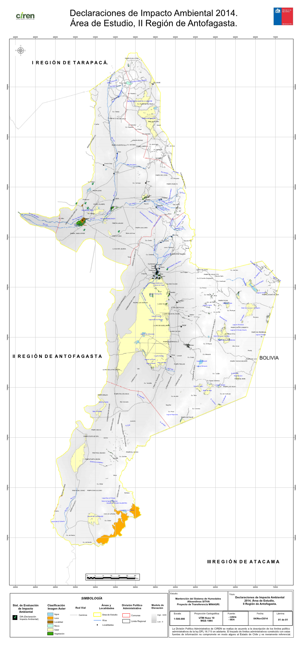 Declaraciones De Impacto Ambiental 2014. Área De Estudio, II Región De Antofagasta