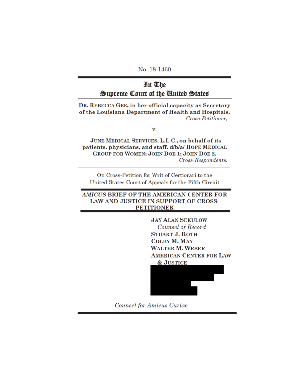 Amicus Brief Addresses the Misconception That Abortion Has Been Proven to Be Safe and Routine, Even Safer Than Childbirth