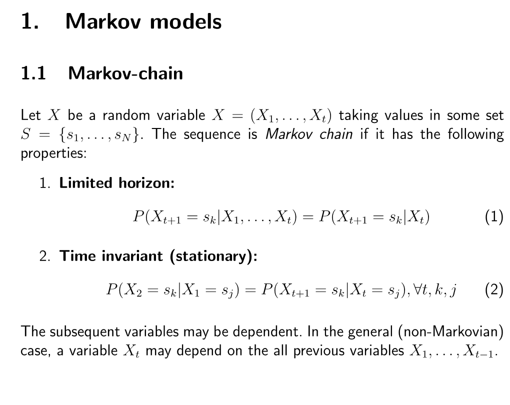 1. Markov Models