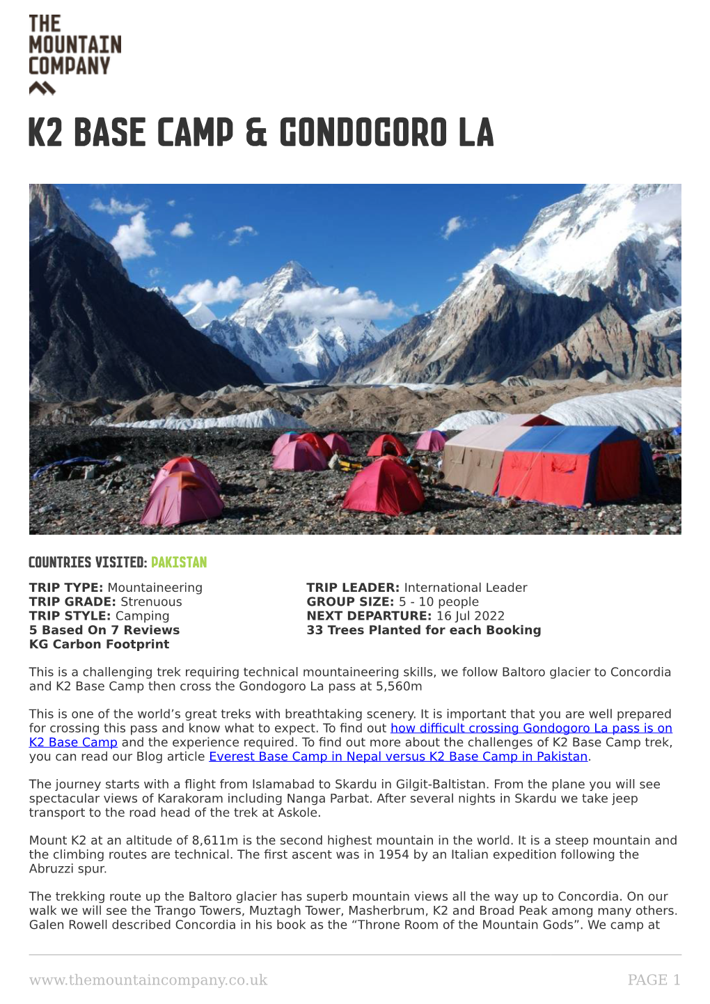 K2 Base Camp & Gondogor K2 Base Camp & Gondogoro La