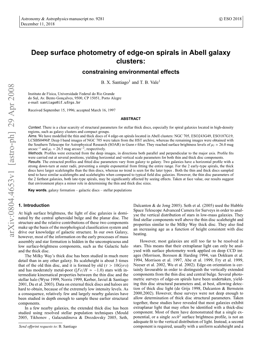 Deep Surface Photometry of Edge-On Spirals in Abell Galaxy Clusters