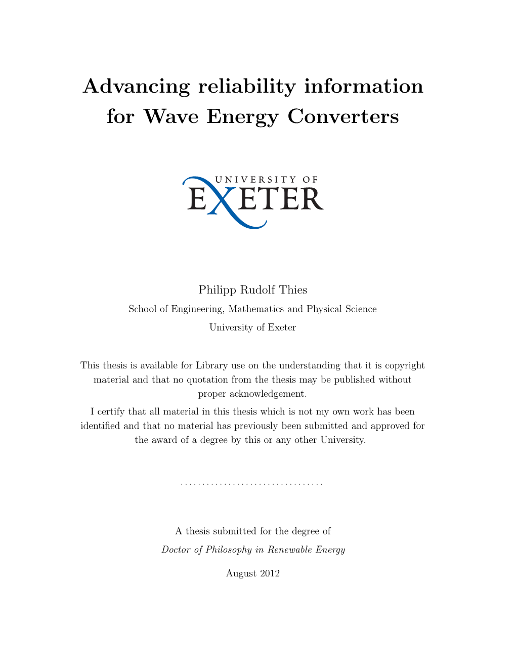 Advancing Reliability Information for Wave Energy Converters