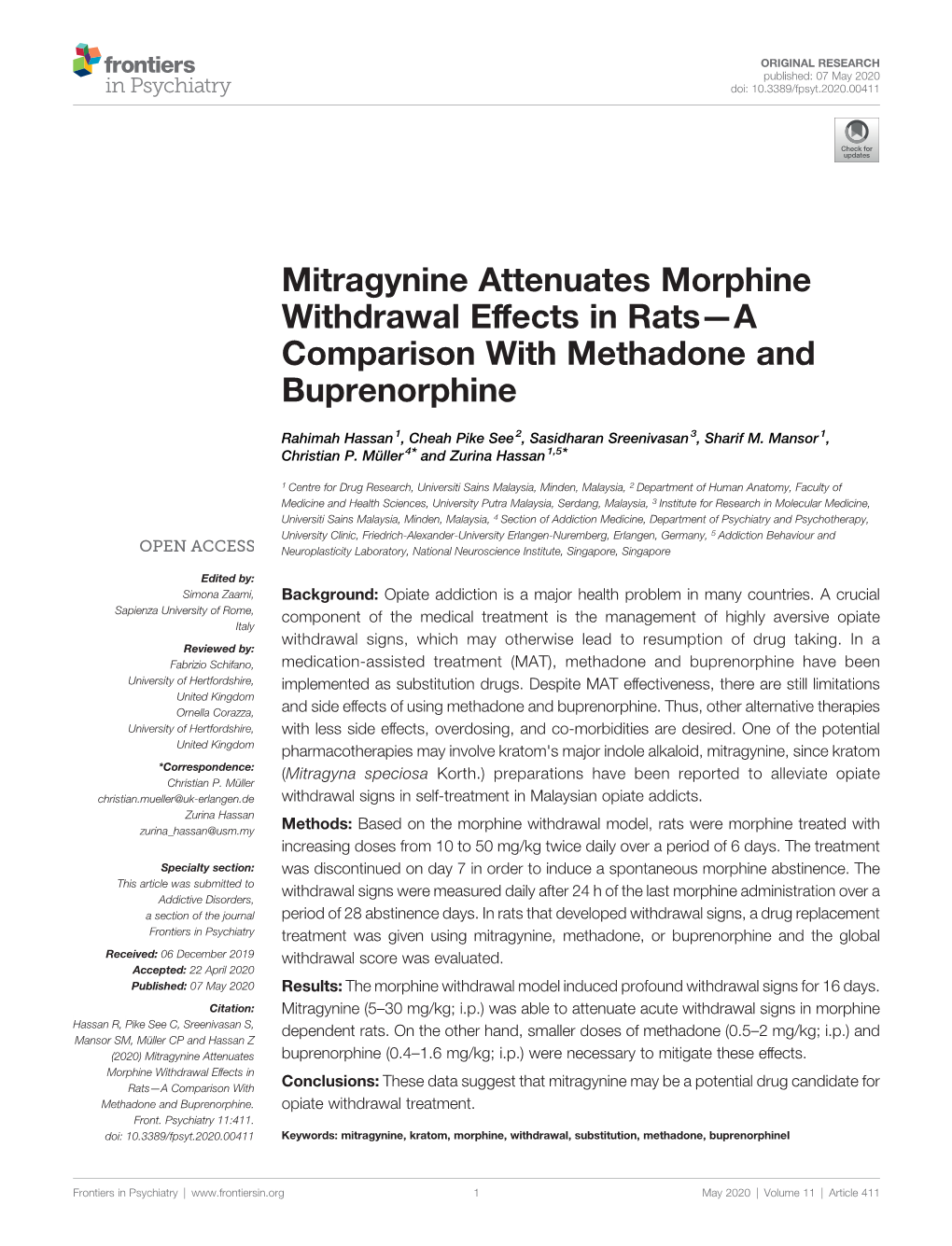 Mitragynine Attenuates Morphine Withdrawal Effects in Rats—A Comparison with Methadone and Buprenorphine