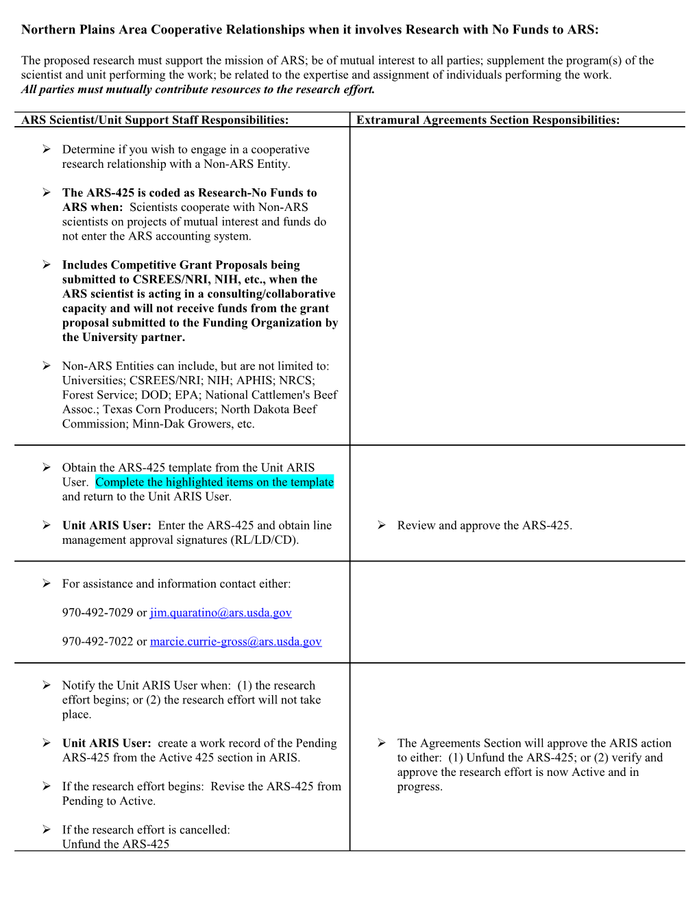 ARS-425 for Incoming Funds Process