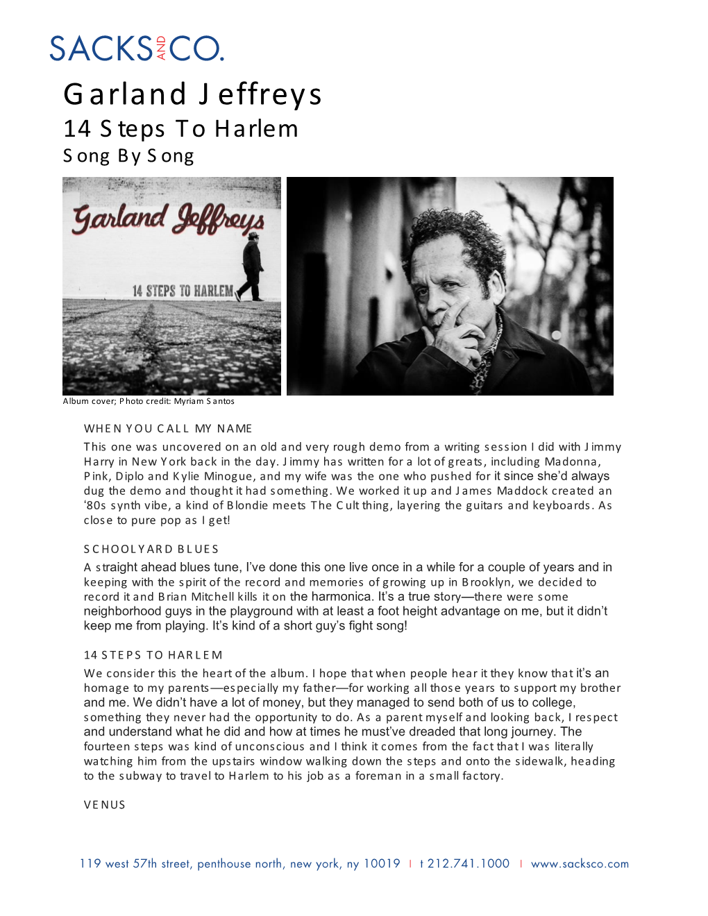 Garland Jeffreys 14 Steps to Harlem Song by Song