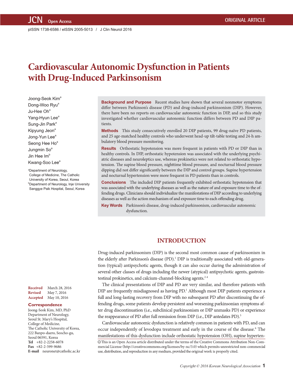 Cardiovascular Autonomic Dysfunction in Patients with Drug-Induced Parkinsonism