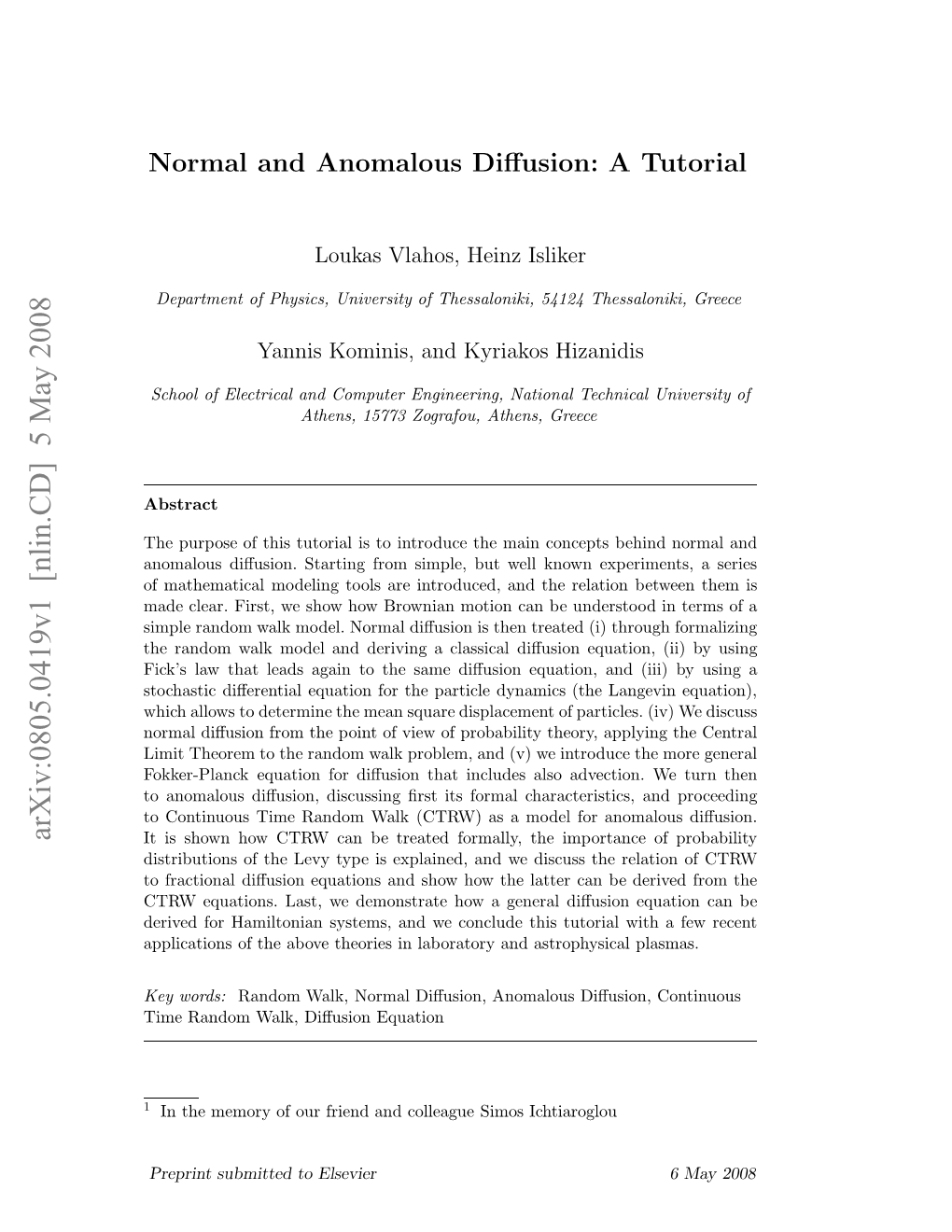 Normal and Anomalous Diffusion: a Tutorial