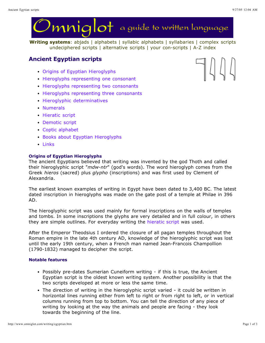 Writing Systems: Ancient Egyptian Scripts