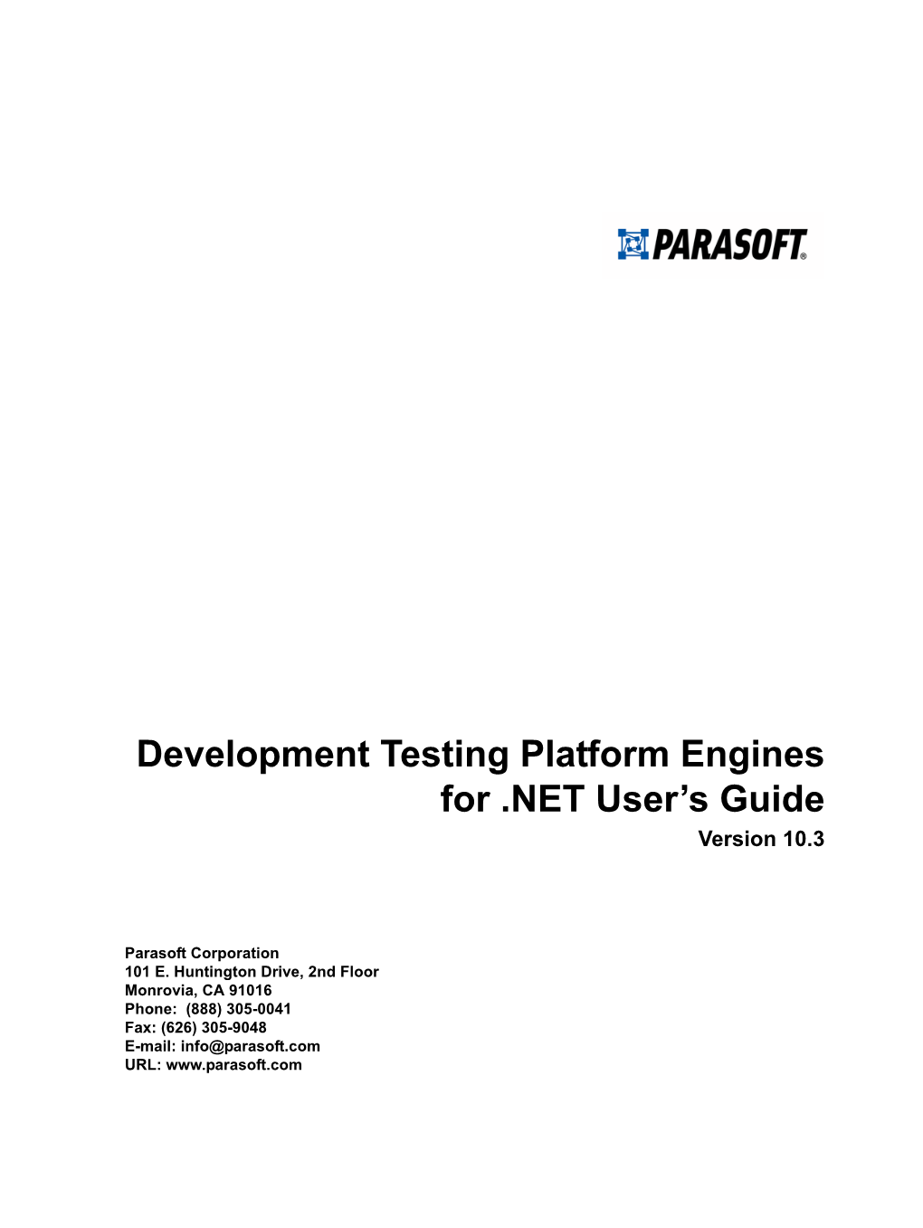 Development Testing Platform Engines for .NET User’S Guide Version 10.3