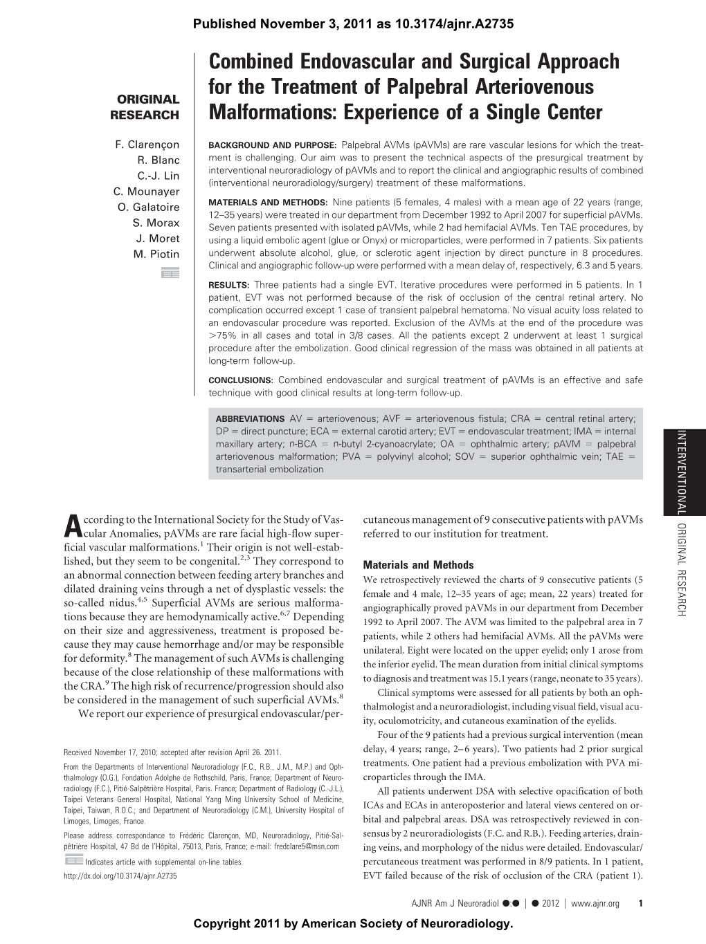 Combined Endovascular and Surgical Approach for the Treatment of Palpebral Arteriovenous Malformations