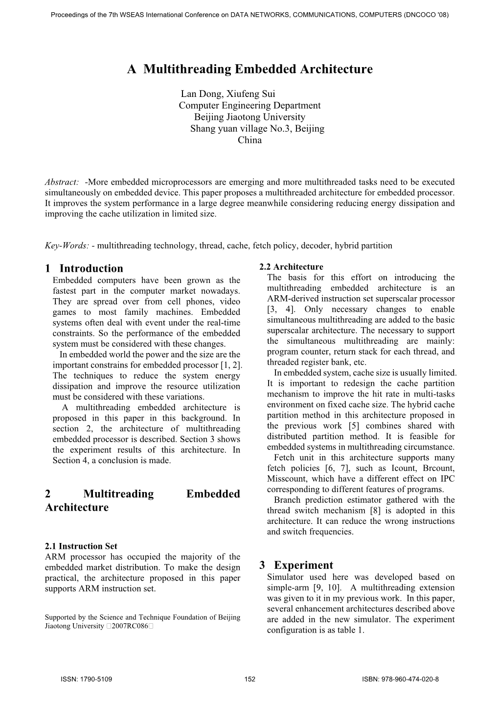 A Multithreading Embedded Architecture