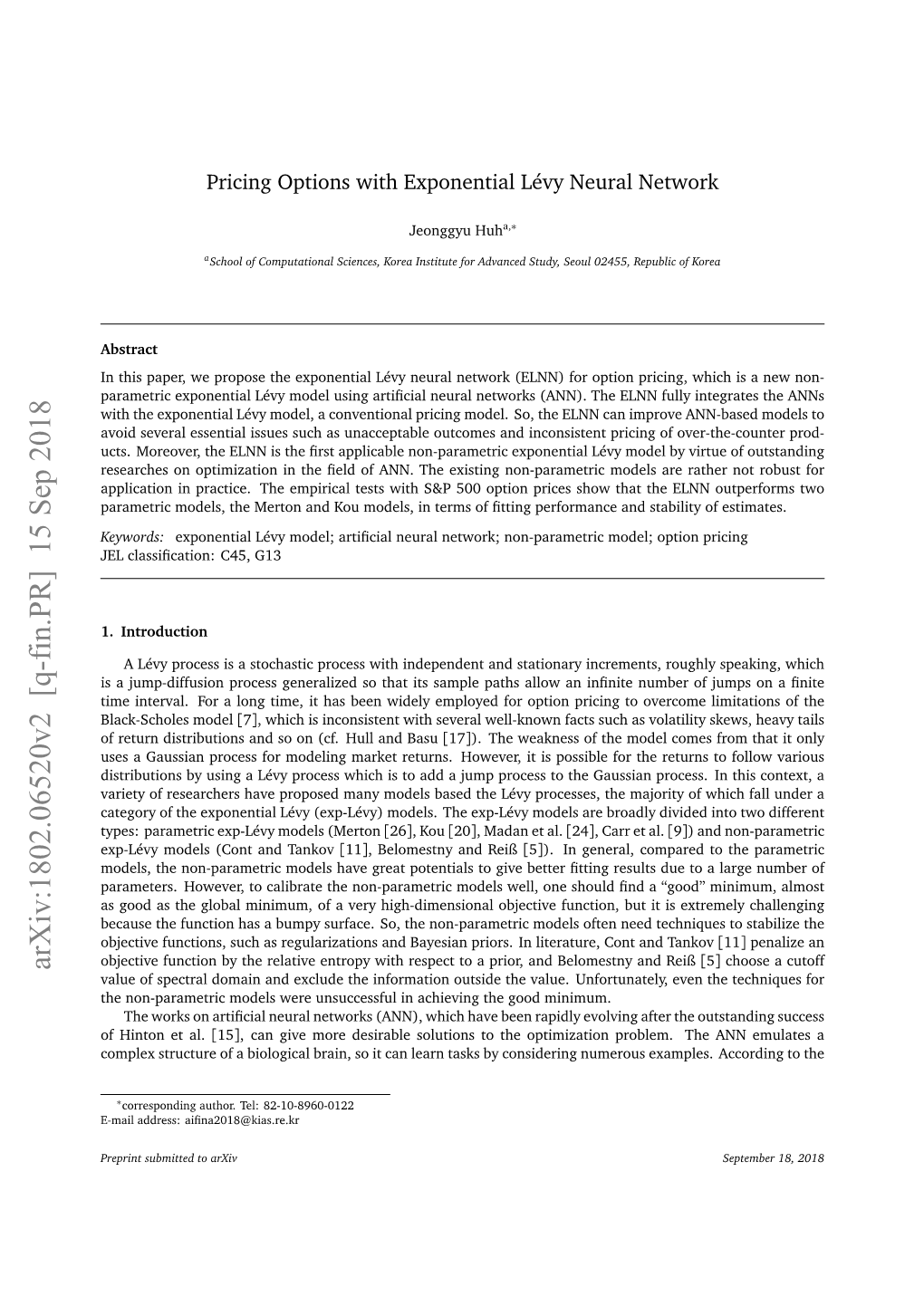 Arxiv:1802.06520V2 [Q-Fin.PR] 15 Sep 2018 [ ] Value of Spectral Domain and Exclude the Information Outside the Value