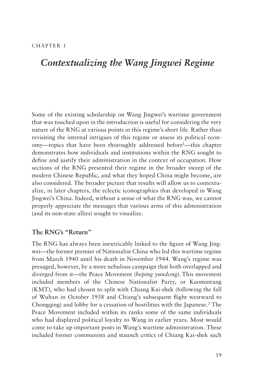 Contextualizing the Wang Jingwei Regime