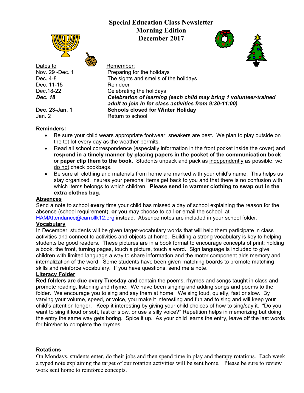 Pre-Kindergarten Newsletter