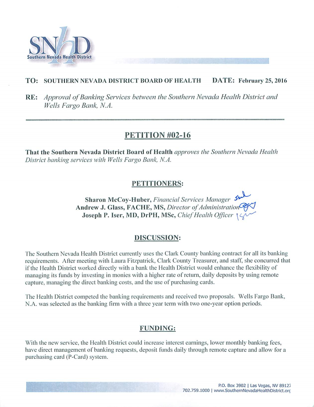 Request for Proposals for Banking and Related Services Snhd-9-Rfp-15-008