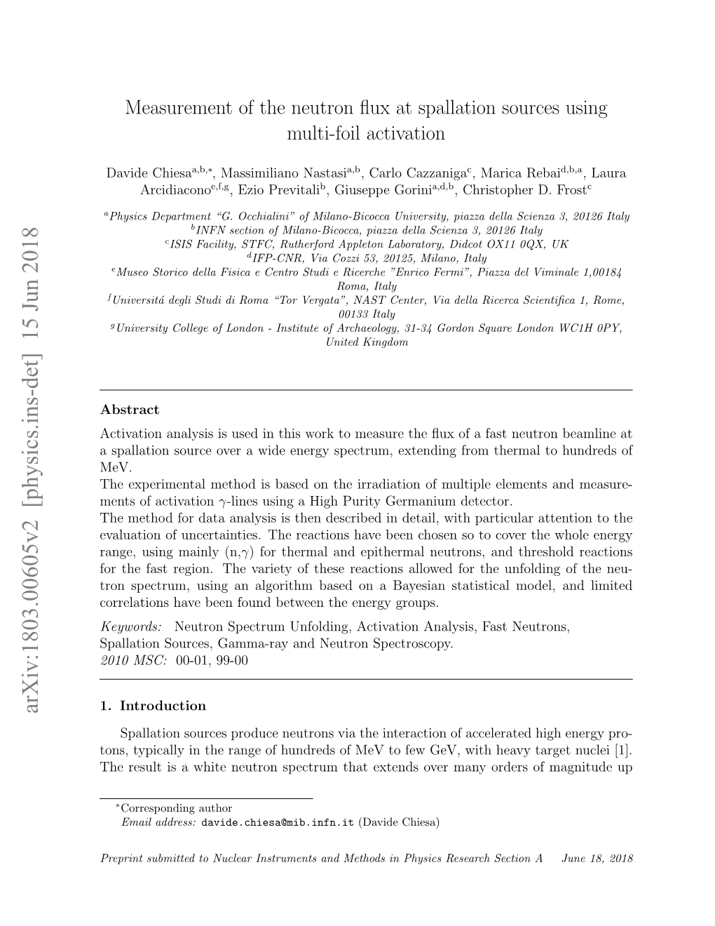 Measurement of the Neutron Flux at Spallation Sources Using Multi-Foil Activation