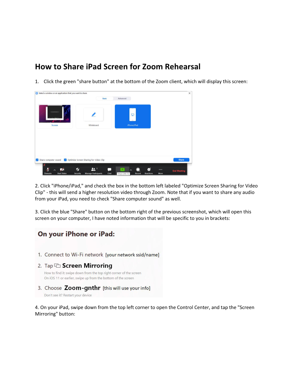 How to Share Ipad Screen for Zoom Rehearsal