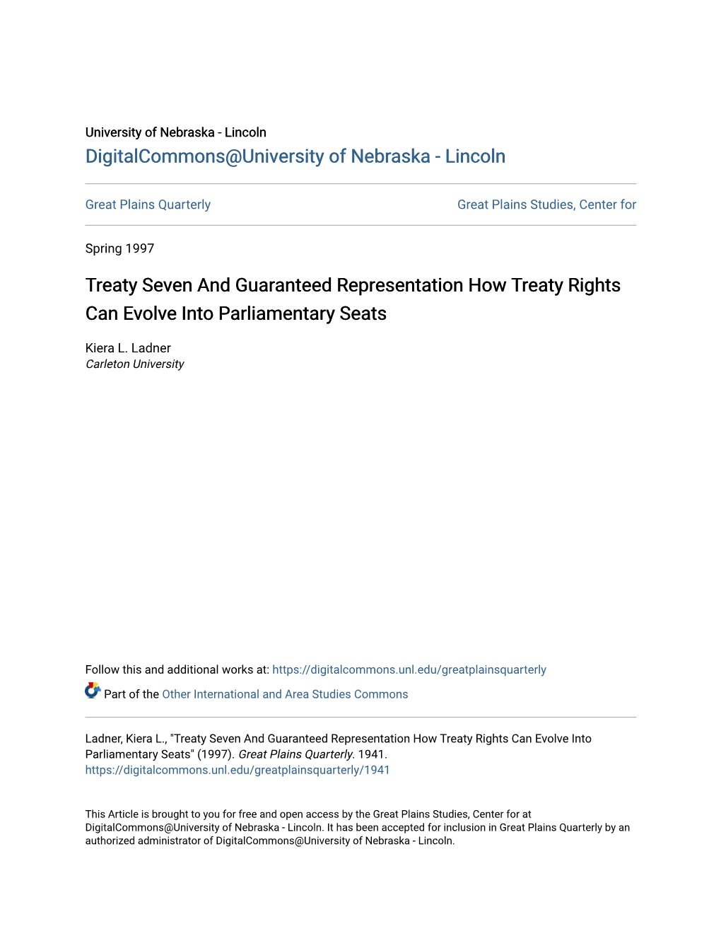 Treaty Seven and Guaranteed Representation How Treaty Rights Can Evolve Into Parliamentary Seats