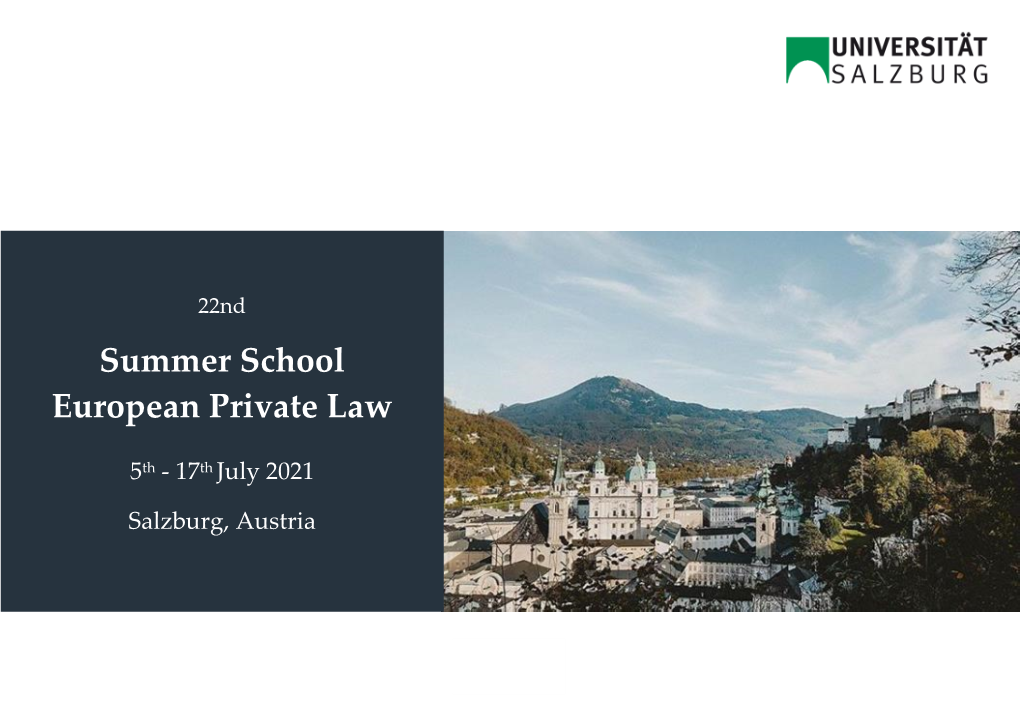 Summer School European Private Law