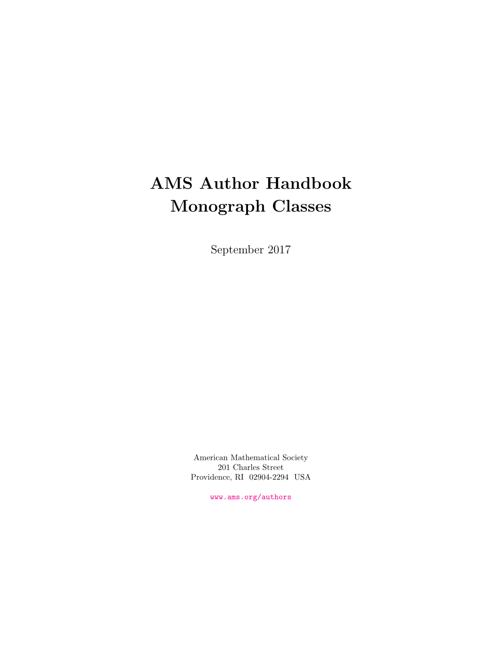 AMS Author Handbook Monograph Classes