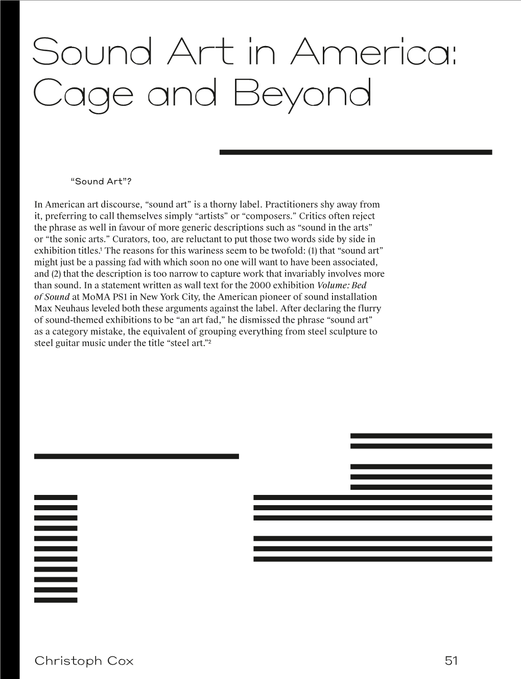 Sound Art in America: Cage and Beyond