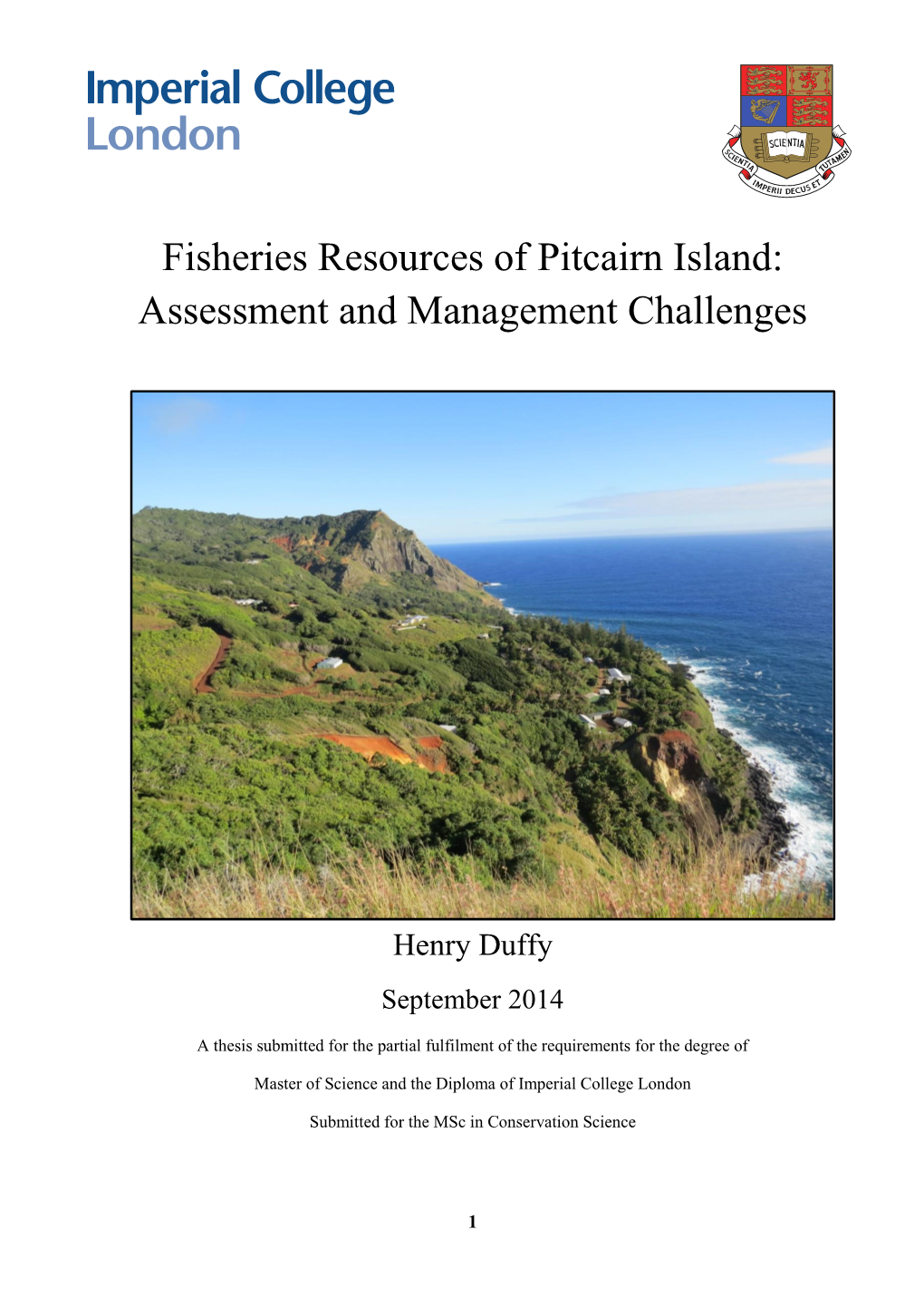 Fisheries Resources of Pitcairn Island: Assessment and Management Challenges