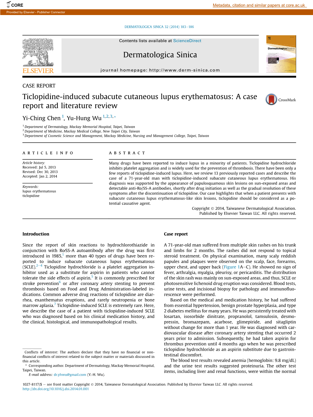 Ticlopidine-Induced Subacute Cutaneous Lupus Erythematosus: a Case Report and Literature Review