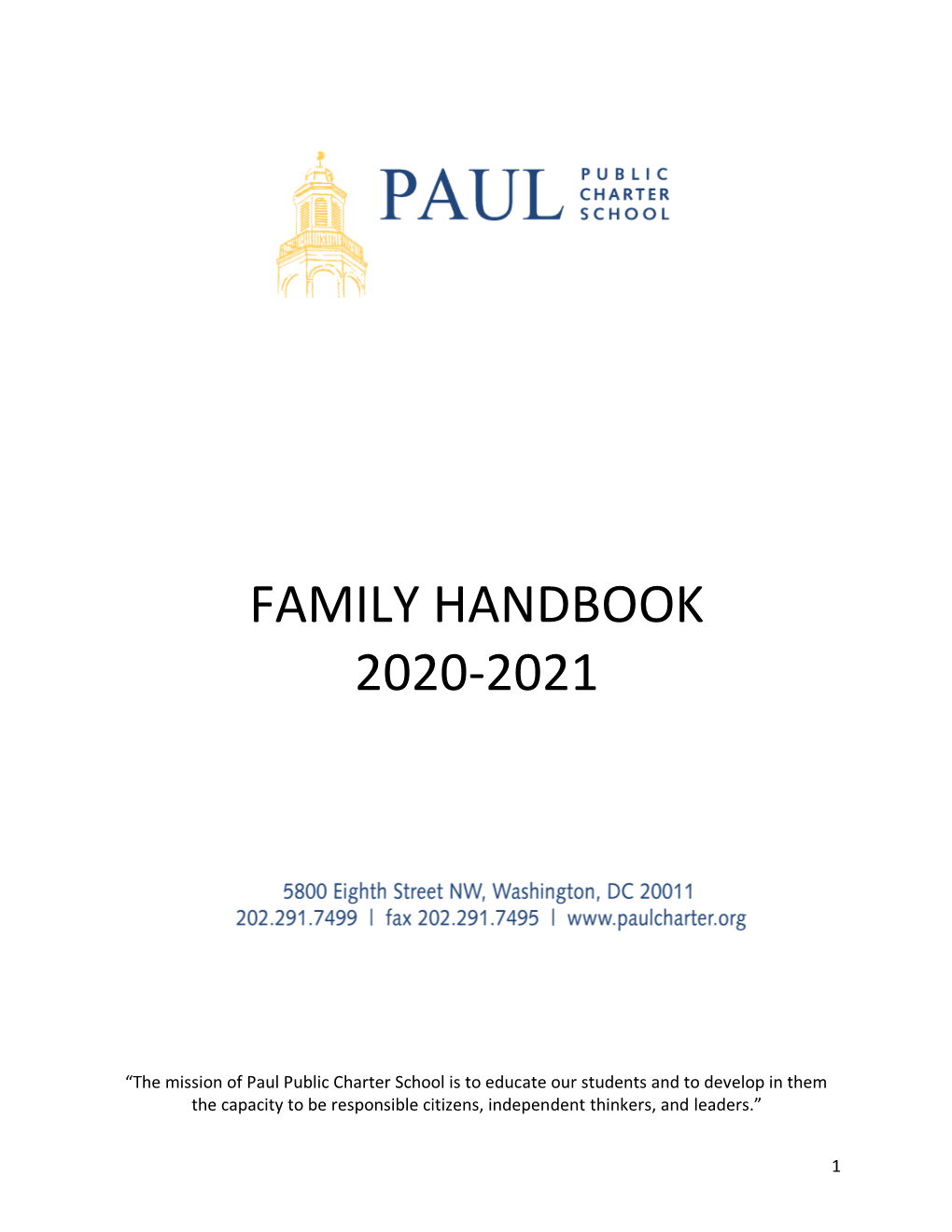 Family Handbook 2020-2021