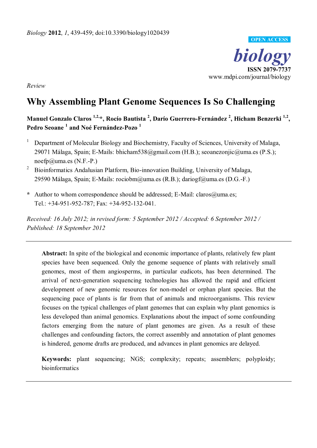 Why Assembling Plant Genome Sequences Is So Challenging