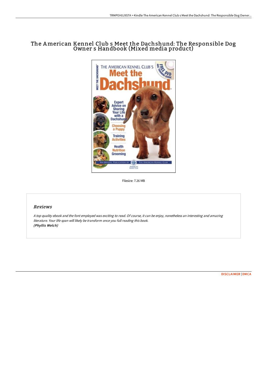 Find PDF \ the American Kennel Club S Meet the Dachshund: The