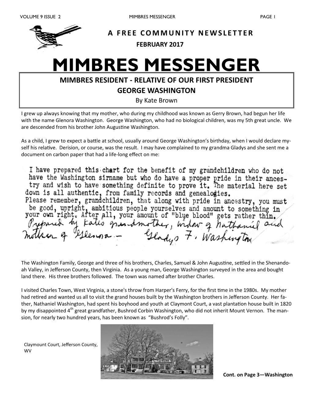 Mimbres Messenger Page 1