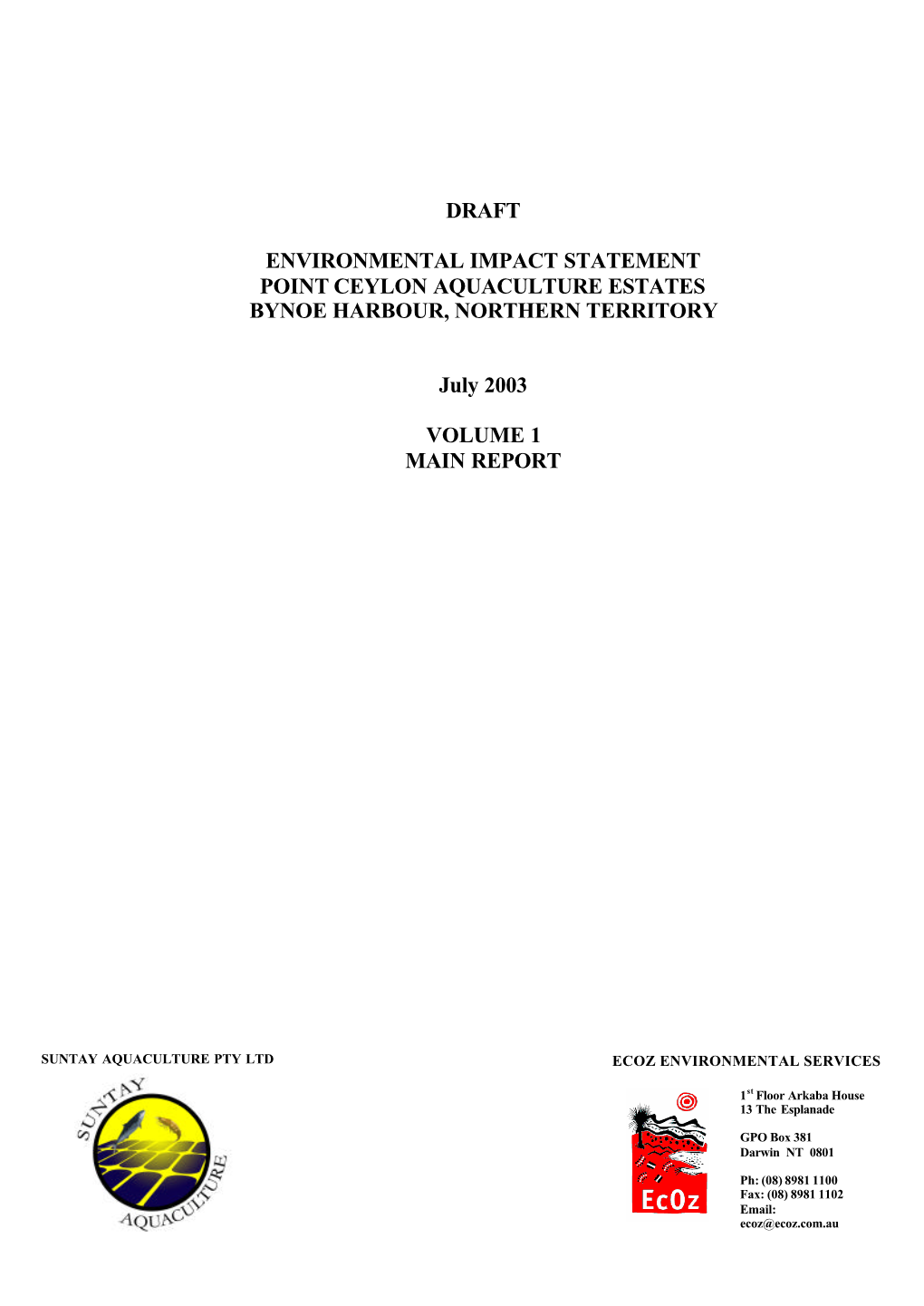 Draft Environmental Impact Statement Point Ceylon