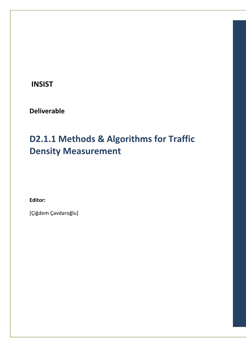 D2.1.1 Methods & Algorithms for Traffic Density Measurement