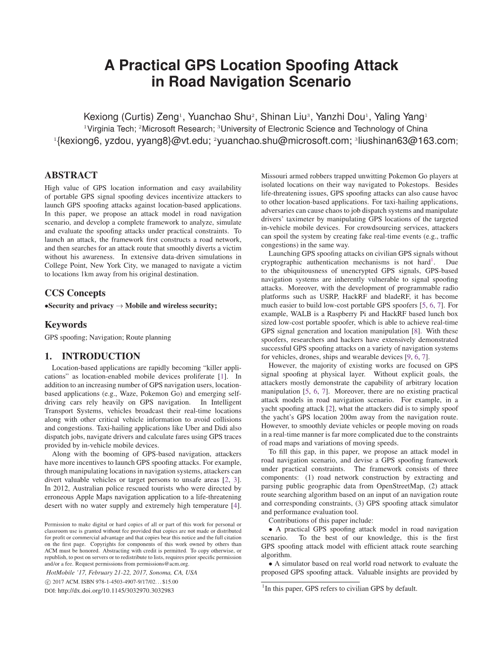 A Practical GPS Location Spoofing Attack in Road Navigation Scenario