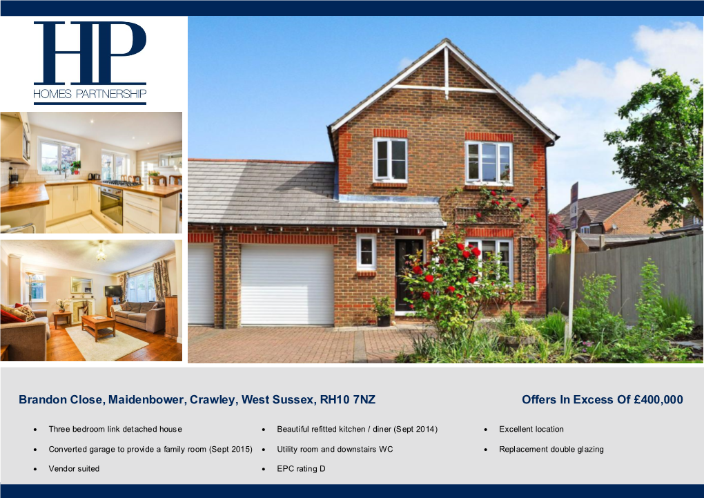 Brandon Close, Maidenbower, Crawley, West Sussex, RH10 7NZ Offers in Excess of £400,000