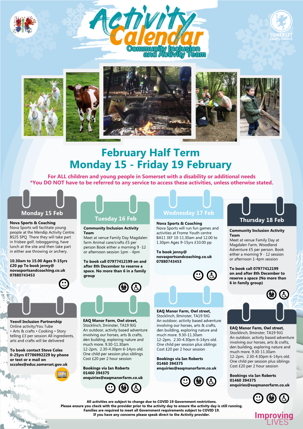 February Half Term Activities Calendar