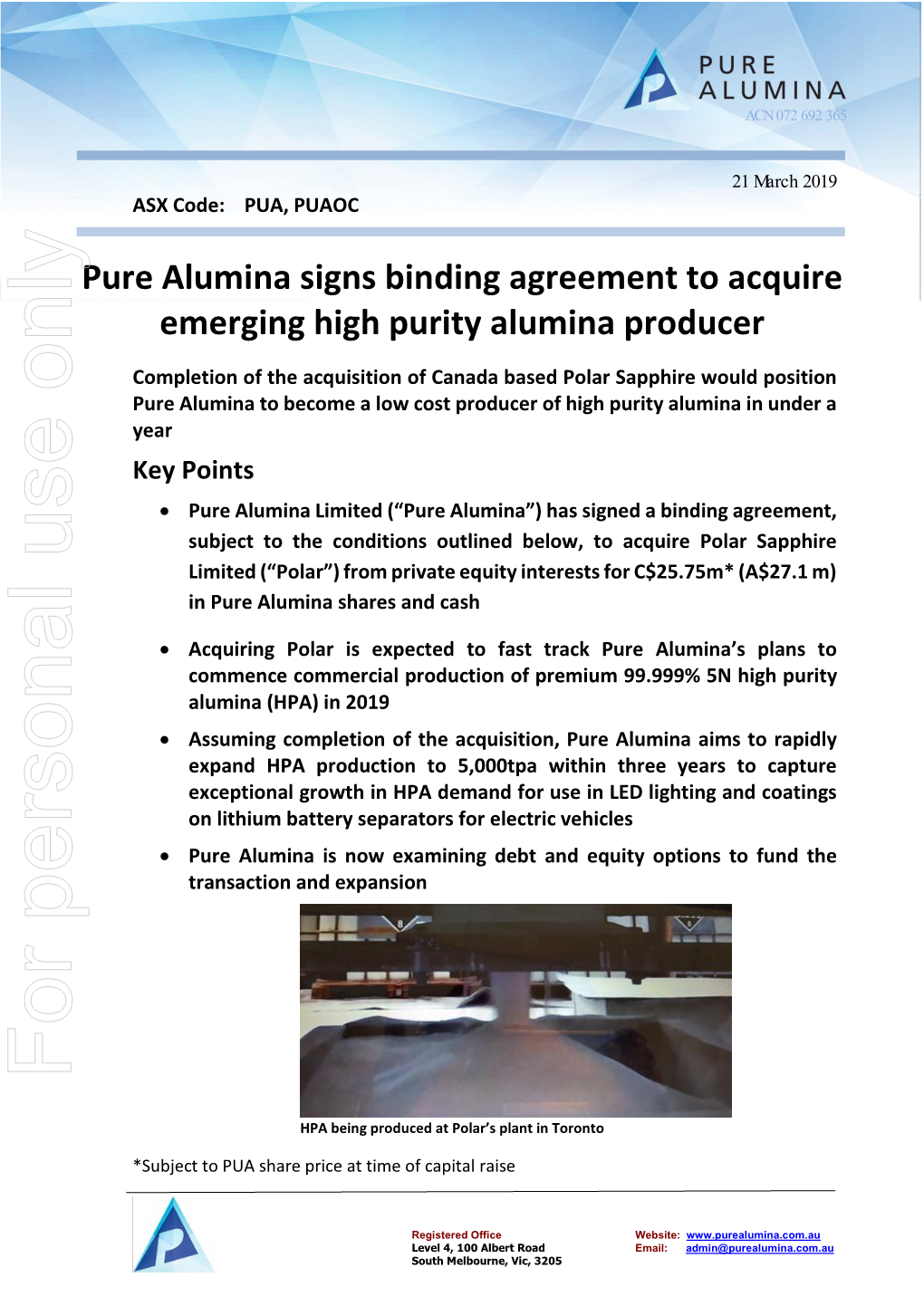 Pure Alumina Limited