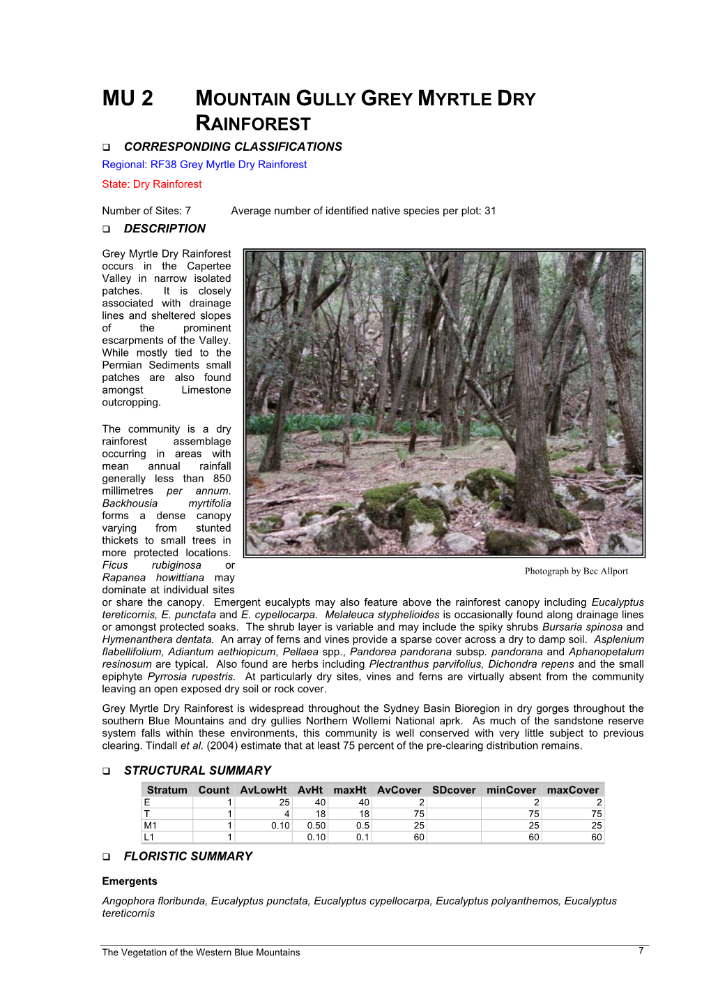 The Vegetation of the Western Blue Mountains Including the Capertee, Coxs, Jenolan & Gurnang Areas. Volume 2