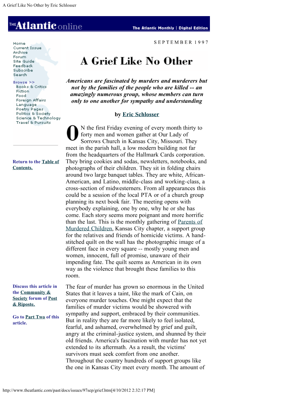 A Grief Like No Other by Eric Schlosser