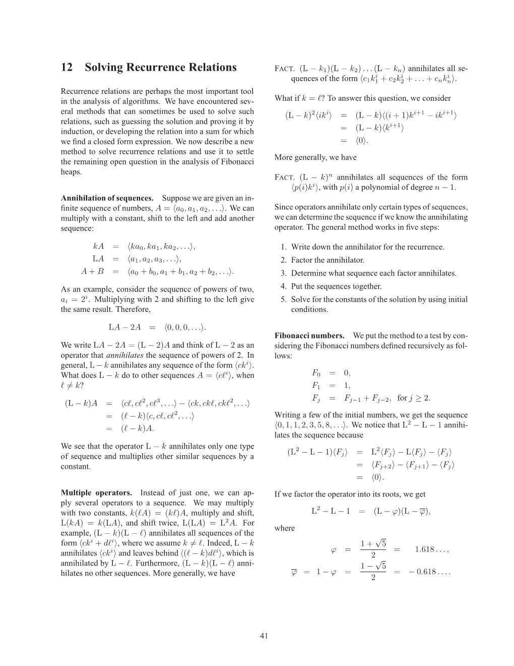 12 Solving Recurrence Relations FACT