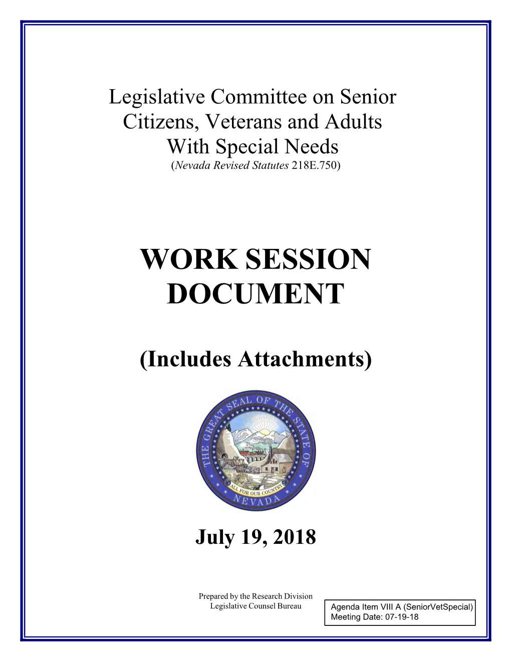 Agenda Item VIII A—WORK SESSION DOCUMENT