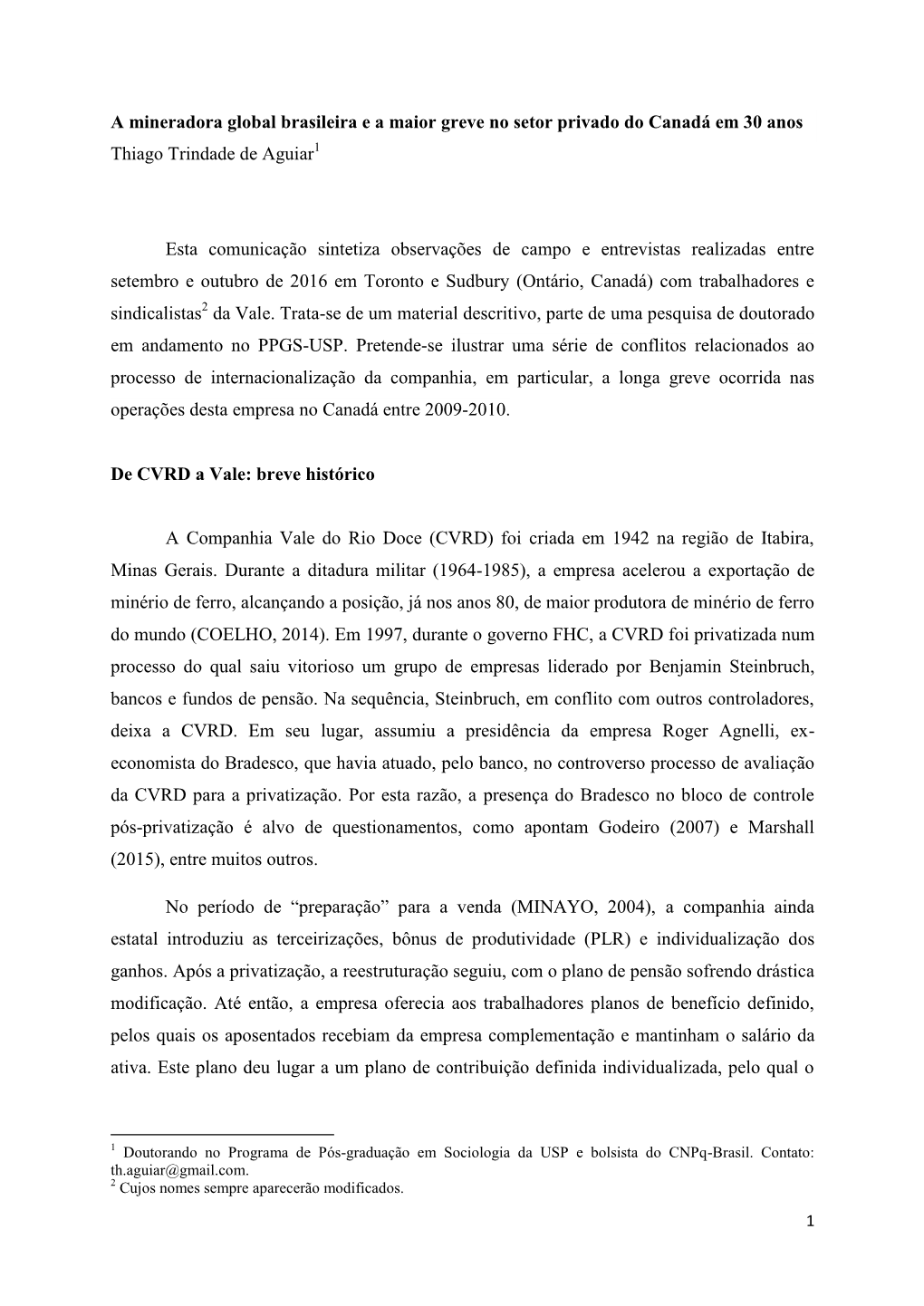 A Mineradora Global Brasileira E a Maior Greve No Setor Privado Do Canadá Em 30 Anos Thiago Trindade De Aguiar1