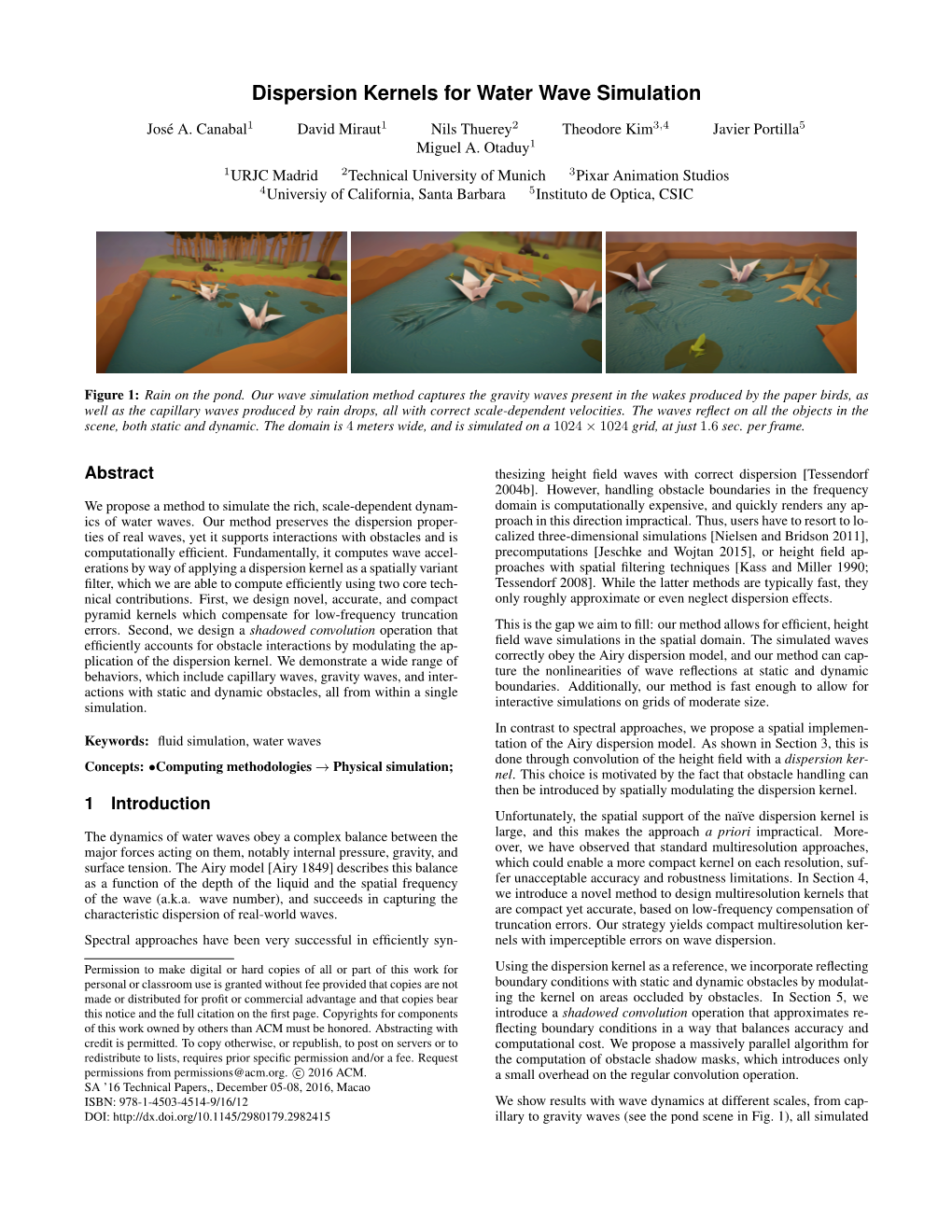 Dispersion Kernels for Water Wave Simulation