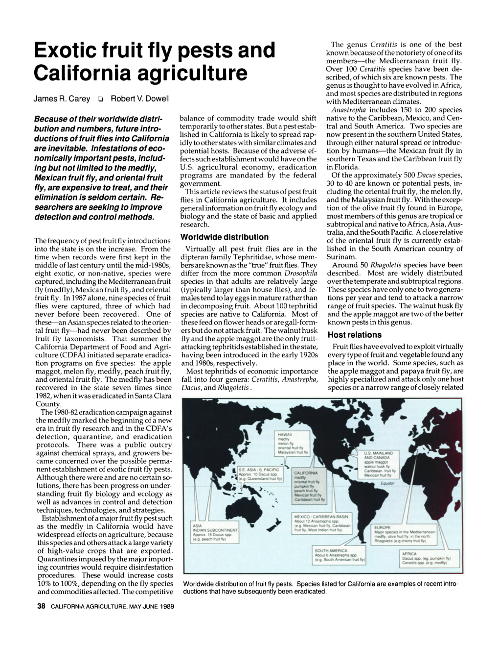 Exotic Fruit Fly Pests and California Agriculture