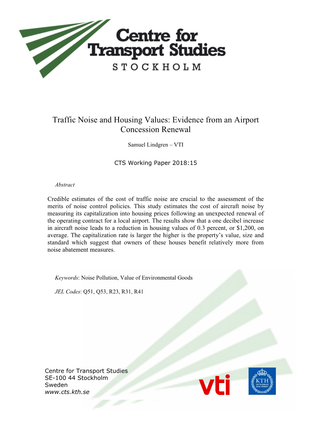 Traffic Noise and Housing Values: Evidence from an Airport Concession Renewal