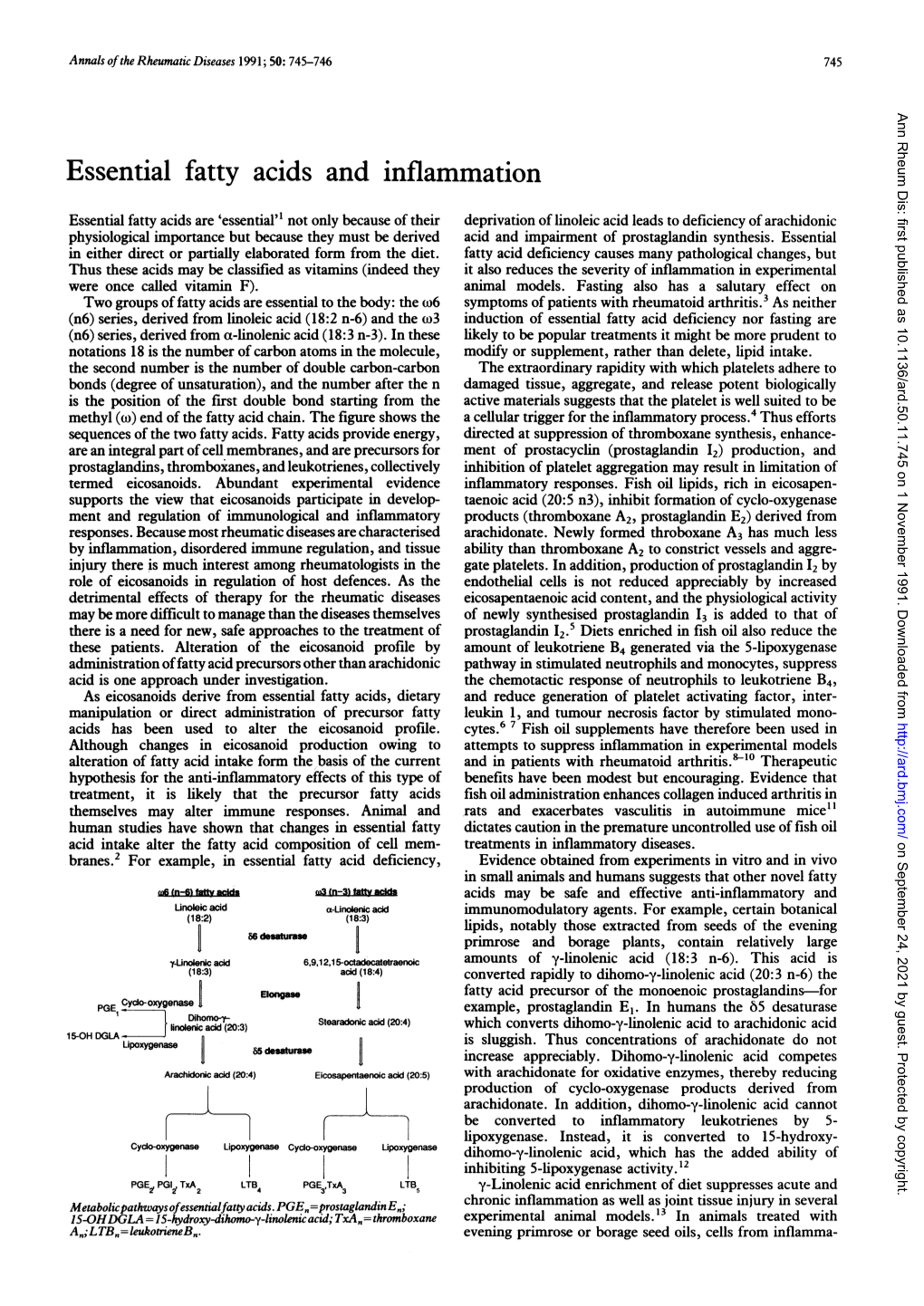 Essential Fatty Acids and Inflammation